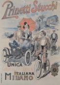 Artist unknown, lithograph 'Prinetti Stucchi Unica Grande Fabrica Milano' advertisement poster,