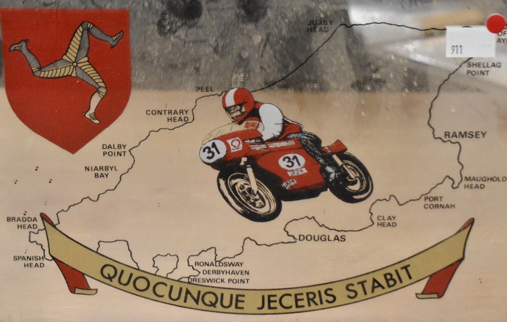 Isle of Man TT mirror picture, within dark wood frame, 19.5cm x 29.5cm, 23.5cm x 33.5cm overall. - Image 7 of 12