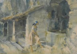 William Russell Flint (British, 1880-1969) colour print 'The Wishing Well' within off white mount,