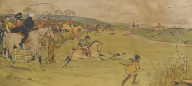 After Cecil Aldin (British 1870-1935) a group of four coloured Fox Hunting lithographic prints,