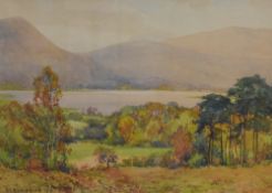 Ernest Llewellyn Hampshire (British 1822-1944) a pair of autumnal lake scene watercolours, each