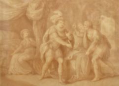 After William Wynne Ryland (1733-1783, British), sepia print, 'The Origin of Horn Fair, Held at