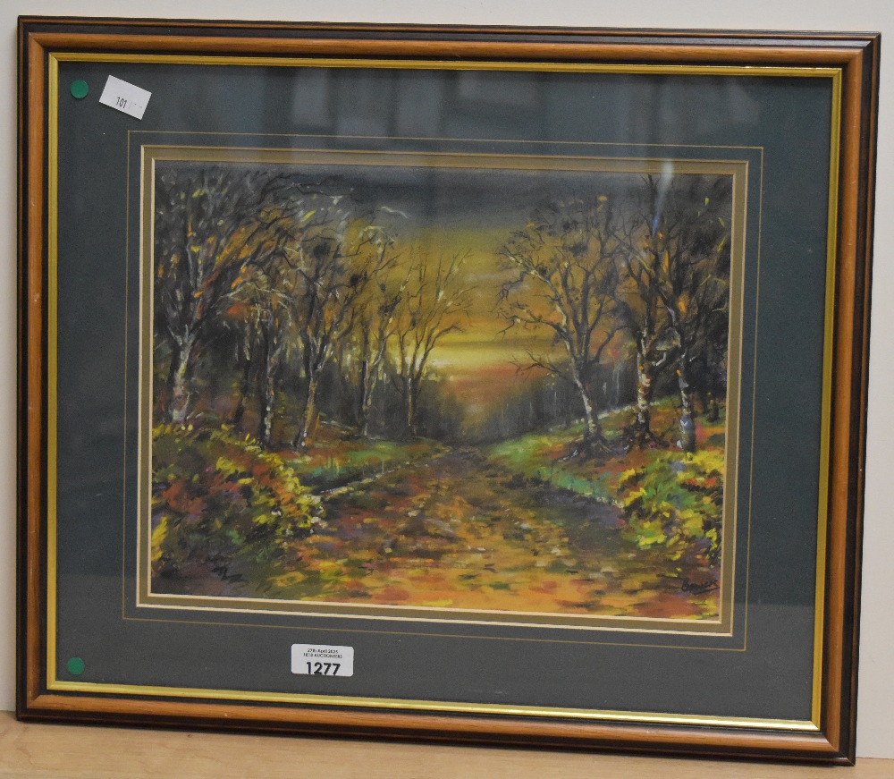 A Whittle, 20th century English school pastel on paper, landscape scene, within maroon mount and - Image 2 of 10