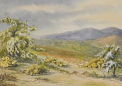 Artist unknown, a 20th century English school watercolour, pastoral landscape, indistinctly signed