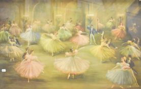 After Carlotta Edwards (1894-1977) colour print of ballet dancers, within a painted frame, under