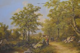 Tom Douglas (20th century) oil on canvas, 19th century rural road scene, signed lower left within