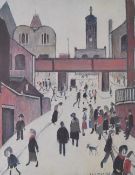 After Laurence Stephen Lowry (British, 1887-1976) colour print of 'Street Scene with Viaduct,
