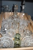 A set of six Indiana glass diamond point style goblets, a Dartington Glass fluted vase, a four