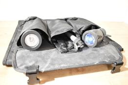 A Konig mini photography set comprising of a foldable photo box, two 50W light with tripod bases and