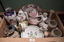 Two Portmeirion Botanic Garden' pasta bowls, a Spode 'Shima' pattern plate, an Aynsley Pembroke'