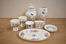 An Aynsley ginger jar and fluted vase both in the Cottage Garden pattern and a selection of Minton