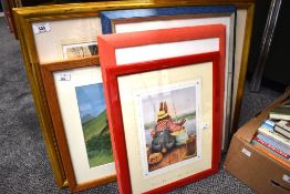 A selection of six mounted framed and glazed prints including a Sylvia Edwards Royal Party poster