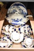 A small selection of blue and white ware including a Royal Doulton Delft style plate, a Wedgwood
