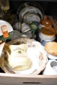 Three Hornsea 'Tapestry' coffee, tea and sugar caddies, a vintage novelty Caravan Club centenary