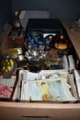 A miscellaneous selection of items including a vintage AA badge, two dressing table brush sets, a