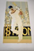 Simon King (British, 20th Century) limited edition screen print of cricketer Graham Gooch 23/75,