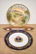 A Royal Doulton cabinet plate with a hand painted scene of 'Dover Castle' signed J Hughes 27cm