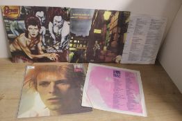 A lot of three David Bowie albums as per photos - some with original inners - mostly VG or