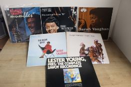 A sixteen album lot of various jazz albums as in photos - more trad / old time than modern with