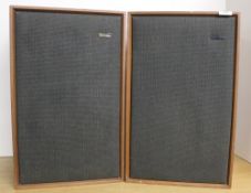 A lot of stereo speakers - Technics and Goodmans - showing age wear