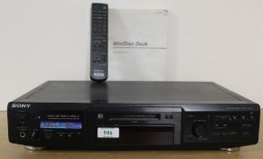 A Sony Minidisc player seperate unit plus remote control - MDS JE640 - still sought after and