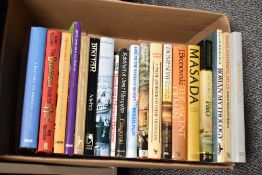 A box containing various books, to include The Soviet Union Today, Muir's Historical Atlas, Roman