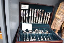 A canteen of Arthur Price of England silver plated cutlery all contained in a two tier fitted green