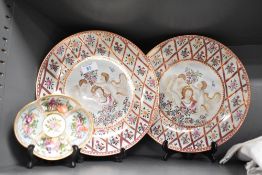 A Meissen porcelain lobed oval saucer dish, decorated with figural and floral vignettes, painted