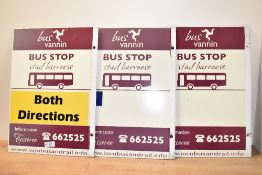 Three vintage Isle of Man Bus Stop Flags, Both Directions, Zone 1 and plain, all Bus Vannin,