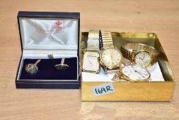 A small selection of vintage wristwatches, along with a pair of white metal Prince's Trust
