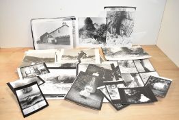 A group of early 20th century black and white photographs depicting couples and countryside