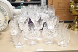 A group of cut crystal glasses, to include tumblers, wine glasses and sherry glasses ect, (33)