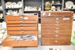 A pair of 19th / early 20th century portable dentists chests containing a large quantity of