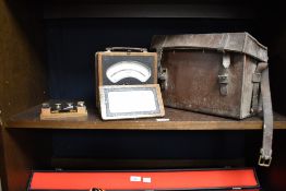 A vintage Elliott Brothers portable milliammeter, No D129971, h19cm, sold together with a morse-code