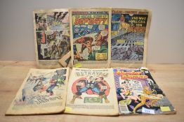 A mid-century American Wonder Woman comic, sold together with an Avengers comic, a Daredevil comic