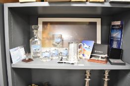 Barrie Clark (British) Spitfire print, w60cm, sold together with a collection of Concorde