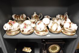 A Royal Albert Fine Bone China Old Country Rose pattern tea service, decorated with gilt edging
