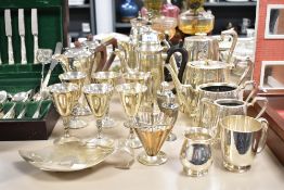 A part silver plated dinner service decorated with floral patterns, to include coffee and tea