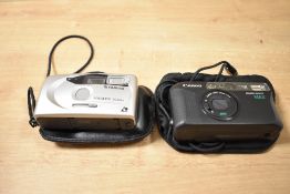 A Canon sure shot max camera and case, sold together with a Fujifil Fotonex camera and case, (2)