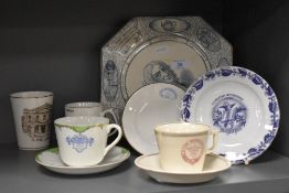 A group of transfer-printed Wesleyan Methodist commemorative china, comprising two cups and saucers,