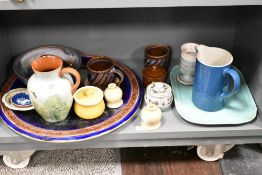 A Pilkingtons Royal Lancastrian blue mottled glazed tray, of shaped rectangular form with moulded