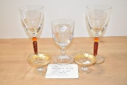 A N.R,Yates 800th. Anniversary crystal goblet decorated with Kendal market scene and date for 1189-