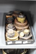 A box containing various scale weights, to include a Avery 1 lb, a 200g, 100g and a 8 oz, (22)