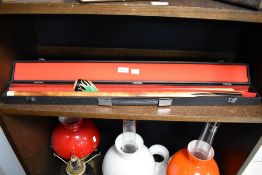 A BCE snooker cue, L146CM, sold with a black hard carry case