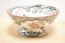 A Victorian Beech & Handcock 'Jeddo' pattern footed bowl, decorated with Oriental inspired foliate