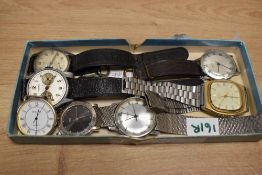 A selection of vintage wristwatches, including Sekonda, Lip and Timex