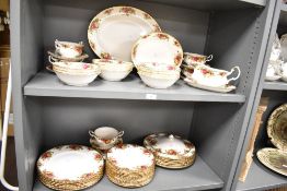 A Quantity of Royal Albert Old Country Roses pattern dinner wares, various plates, bowls, handled