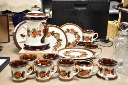 An attractive 1970's German Schramberg pottery Bernau pattern part coffee service, decorated in