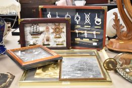 A vintage Nautical knot display from Dartmouth Devon, L46.5cm, sold together with a Nautical