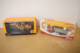 Two Construction 1:50 scale die-casts, Motorart 13135 JCB Backhoe Loader 3CX and Joal 331 Volvo